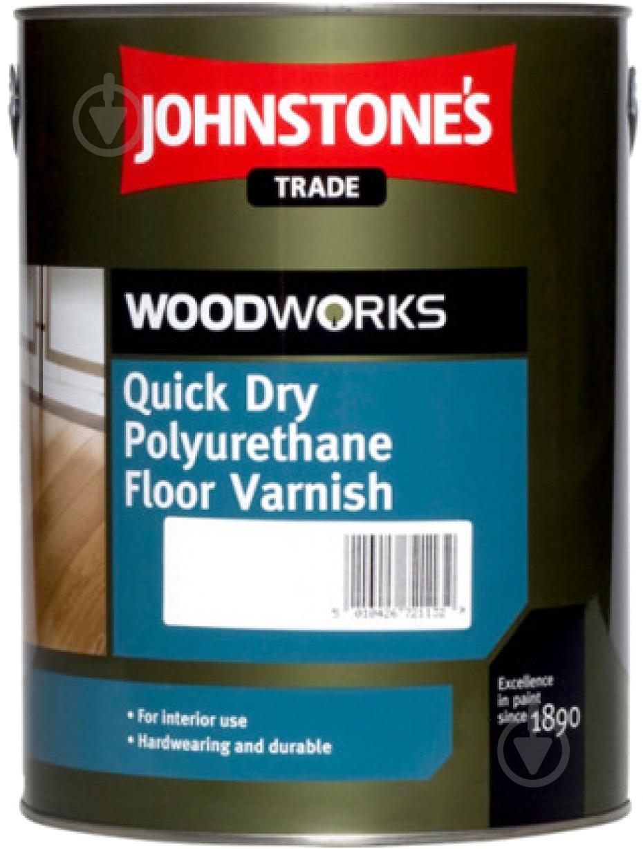 Лак для пола Quick Dry Polyurethane Floor Varnish Johnstone's глянец бесцветный 5 л - фото 1