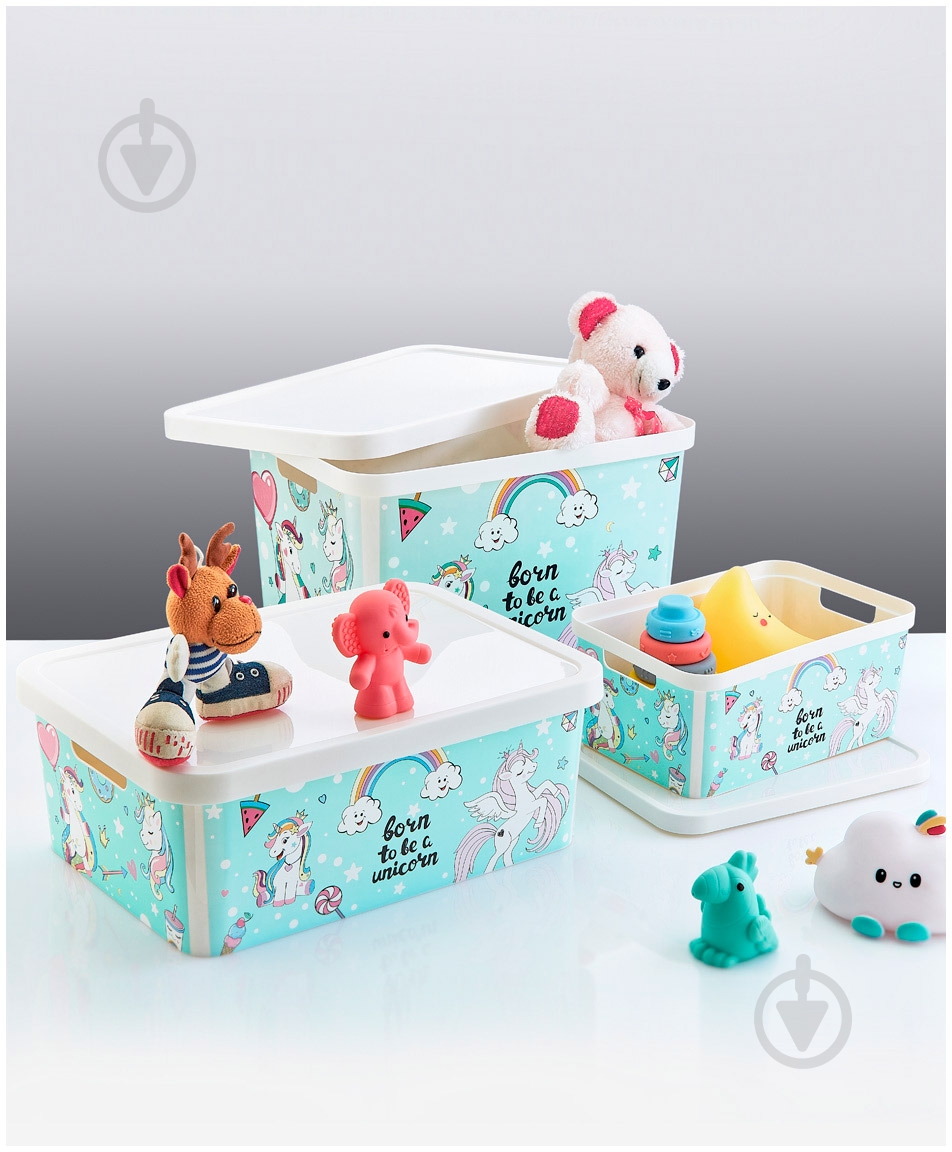 Ящик декоративний TURAN PLASTIK TRN-239-01-EP з кришкою Unicorn 18 л 27.7 х 37 х 22 см - фото 2