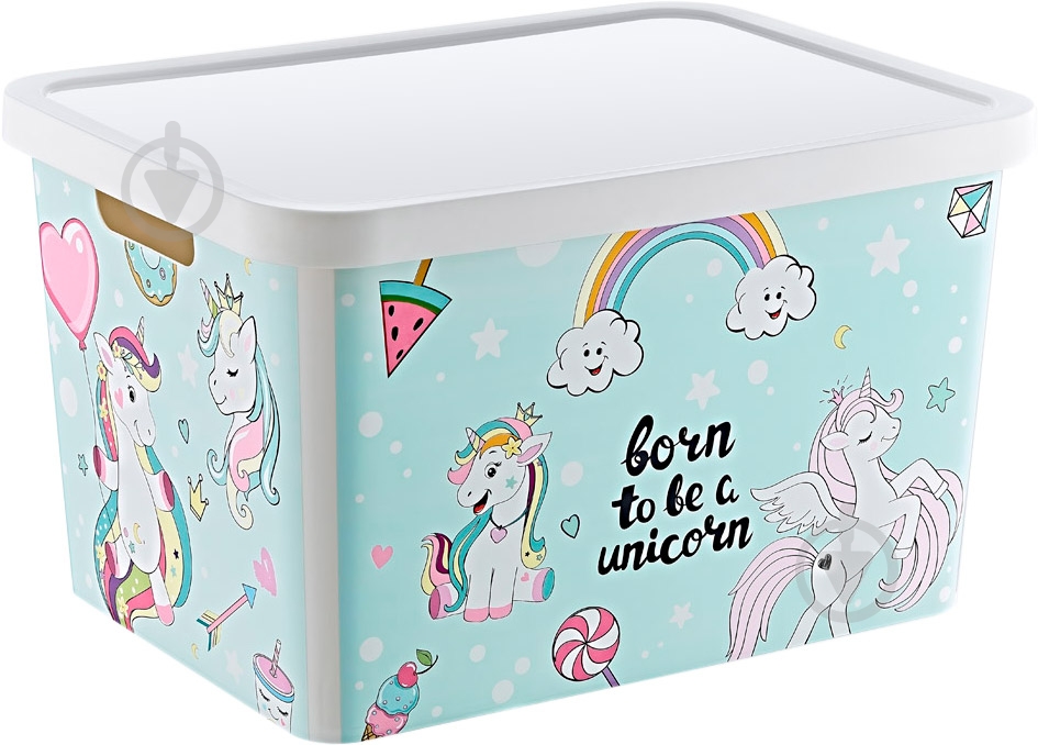 Ящик декоративний TURAN PLASTIK TRN-239-01-EP з кришкою Unicorn 18 л 27.7 х 37 х 22 см - фото 1