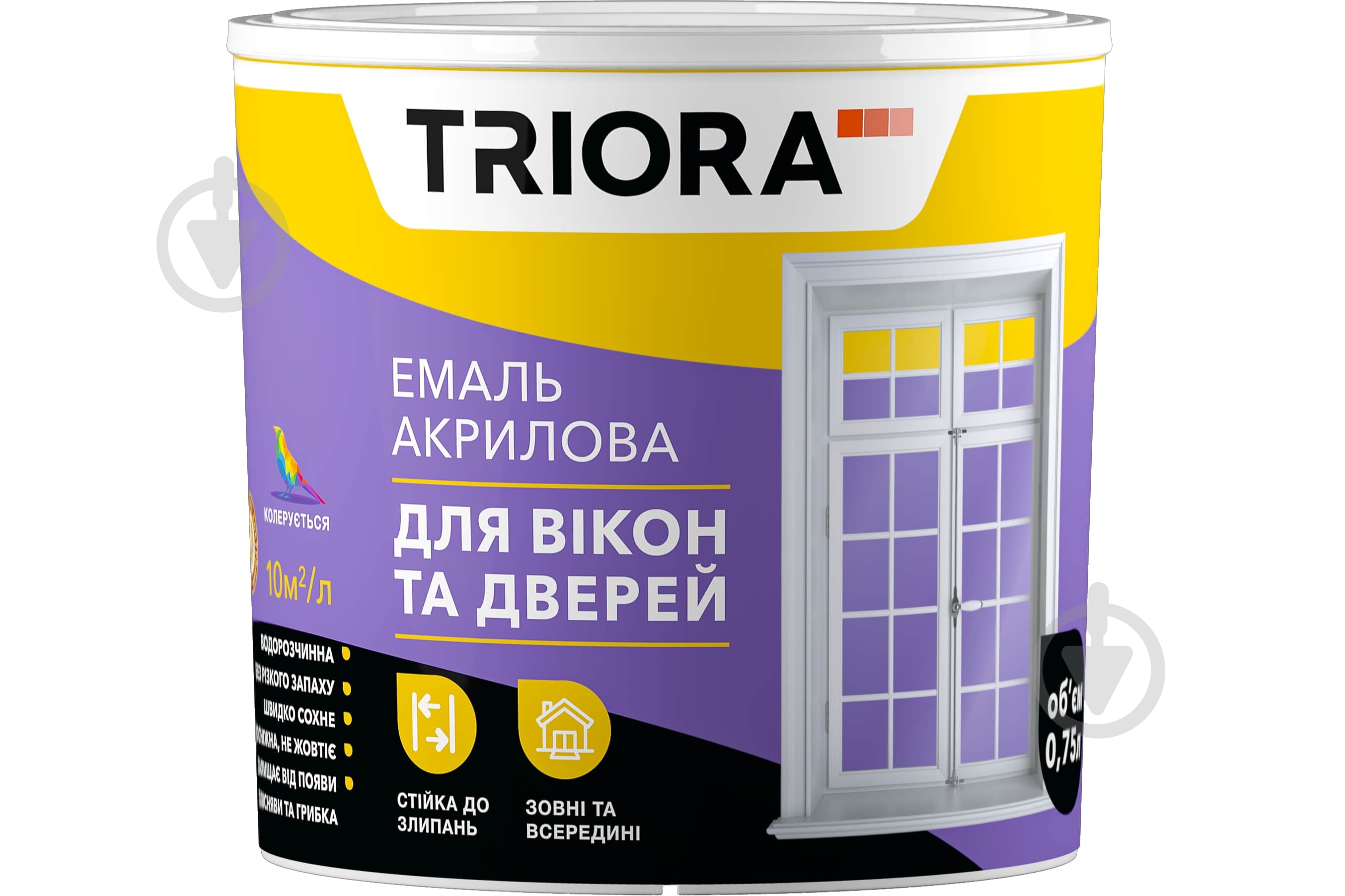 Емаль акрилова Triora акрилова для вікон та дверей TR база під тонування глянець 0,75 л - фото 1