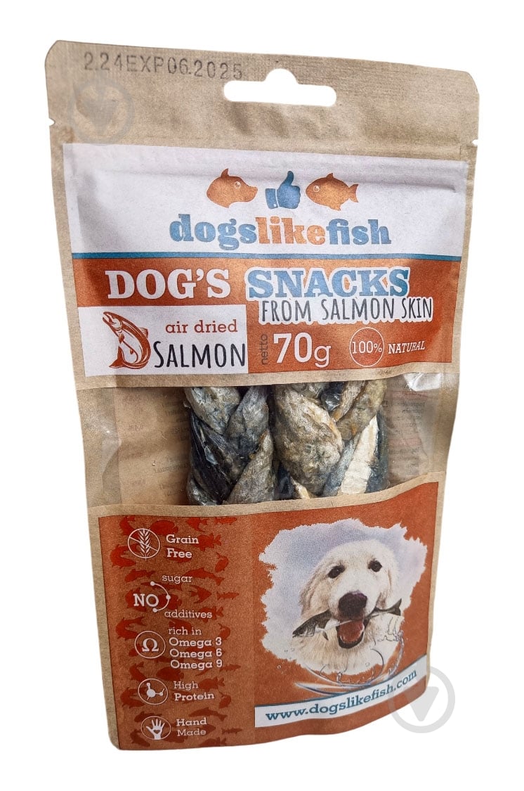Лакомство DogsLikeFish Шкуры лосося - косички - фото 1
