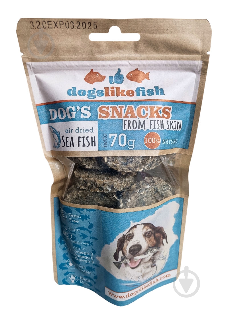Лакомство DogsLikeFish чипсы из шкуры трески - фото 1 Лакомство DogsLikeFish чипсы из шкуры трески - фото 1