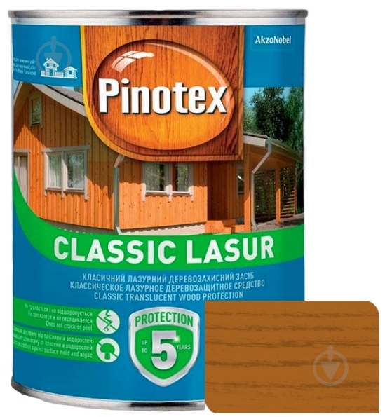 Деревозащитное средство Pinotex Classic Lasur орегон мат 1 л - фото 1