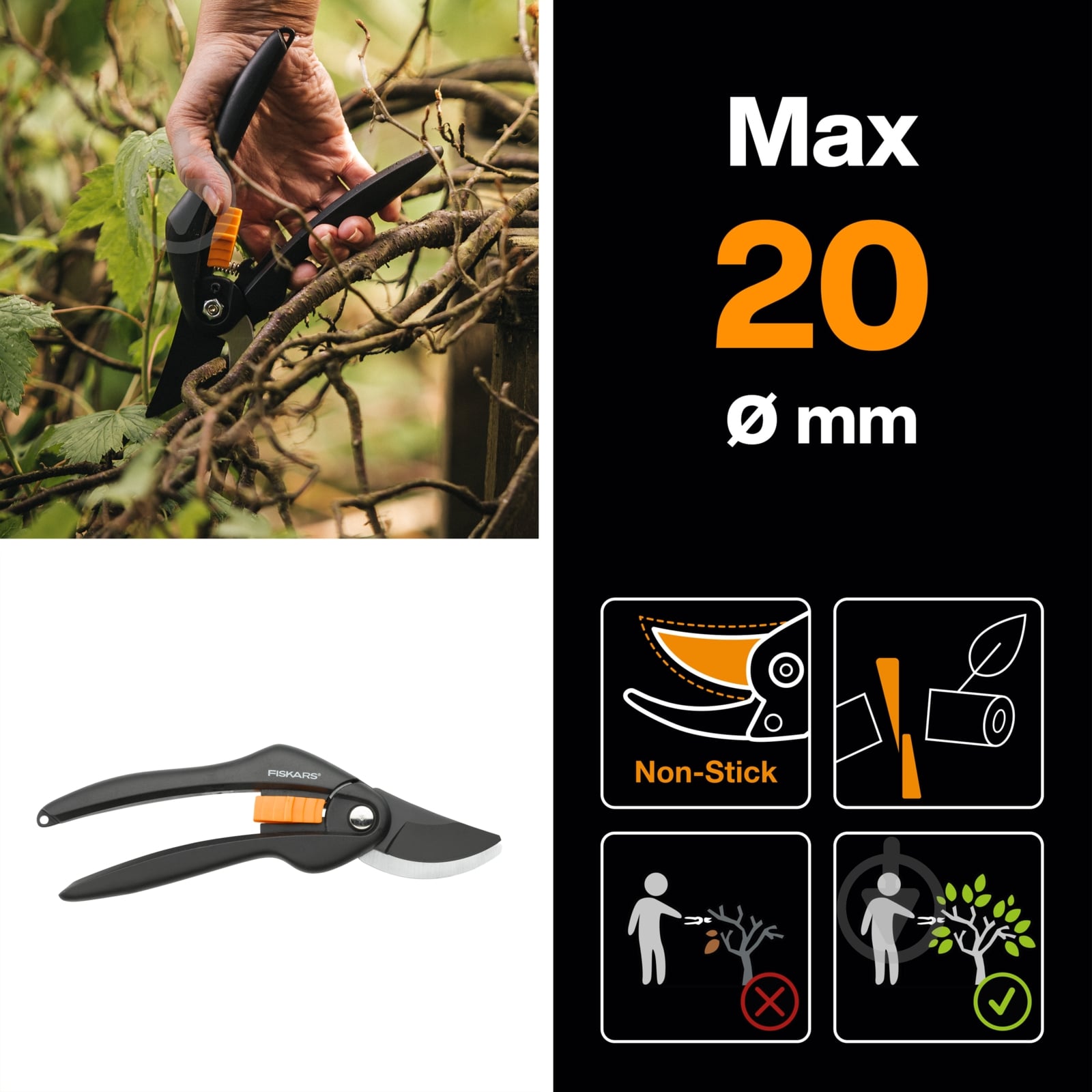 Секатор плоскостной Fiskars Single Step™ P26 (1000567) - фото 3