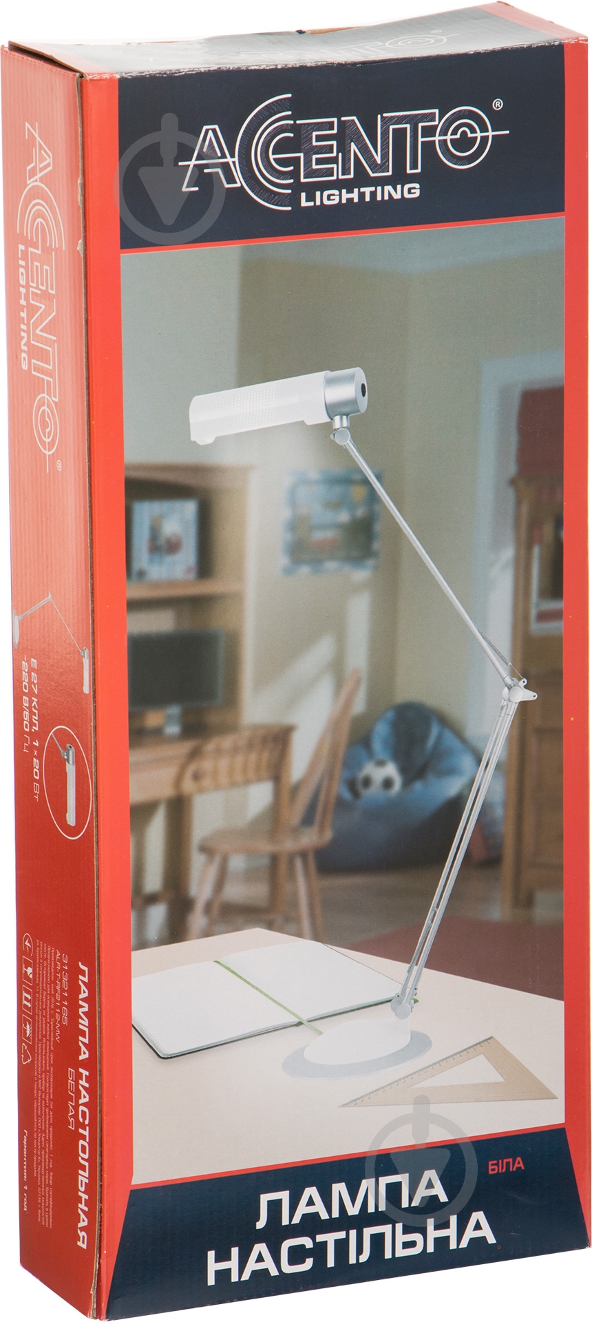 Настольная лампа офисная Accento lighting 1x20 Вт E27 белый ALR-T-RF2112-MGR;ALR-T-RF2112-MW - фото 3