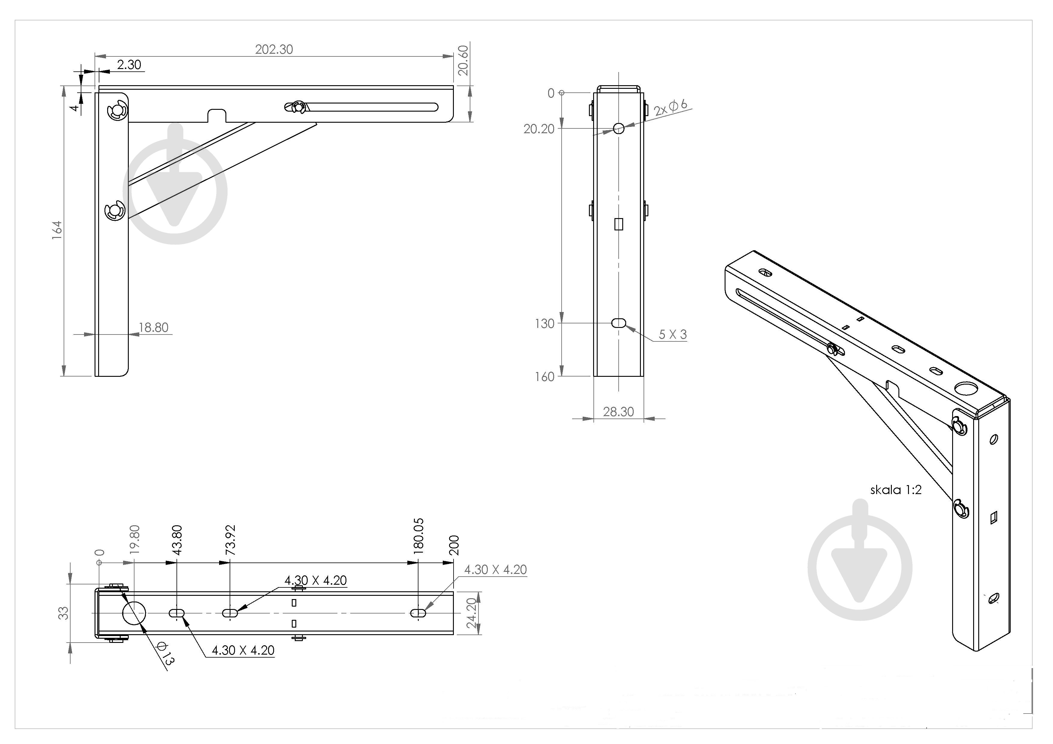 Механизм для раскладного стола Merkury подъемный L-200 белый - фото 15