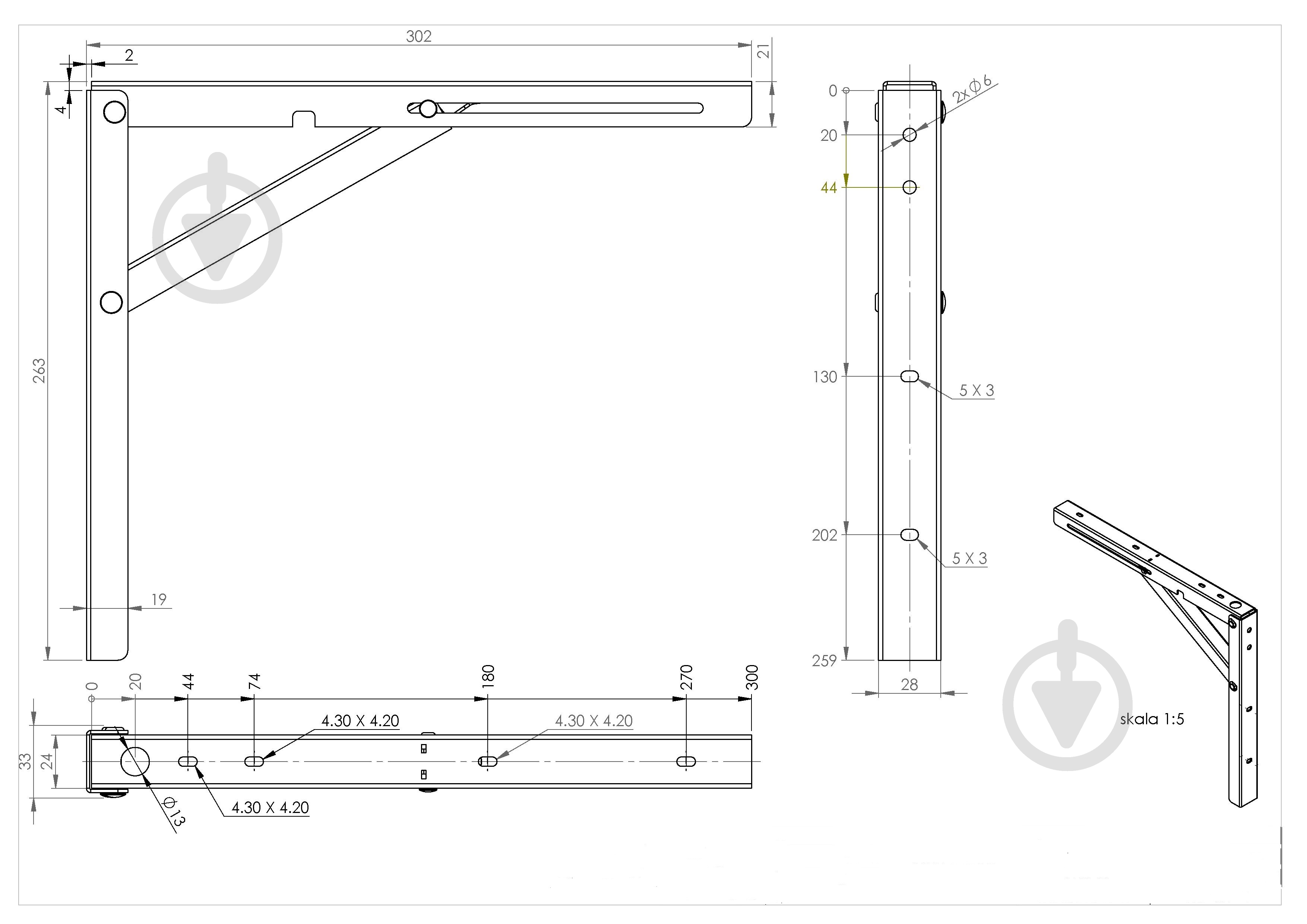 Механизм для раскладного стола Merkury подъемный L-300 хром - фото 2
