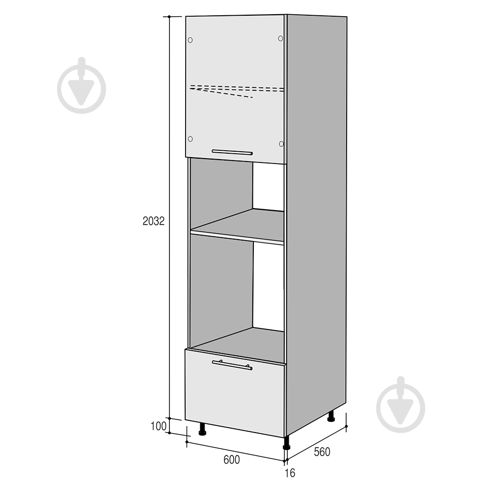 Шкаф-пенал Руна ПДЯД (1) 600х2132х560 мм мокко матовый/белый ROKO - фото 2