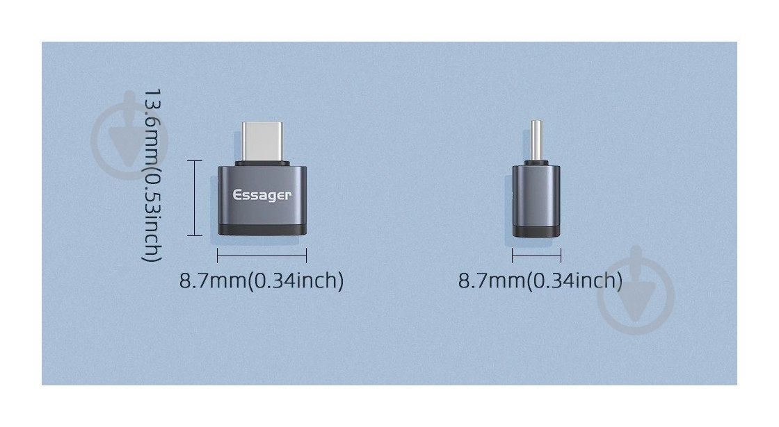 Адаптер Essager Soray OTG Micro Female to Type-C Male USB2.0 Grey серый (EZJMC-SRC0G) - фото 3 Адаптер Essager Soray OTG Micro Female to Type-C Male USB2.0 Grey серый (EZJMC-SRC0G) - фото 3