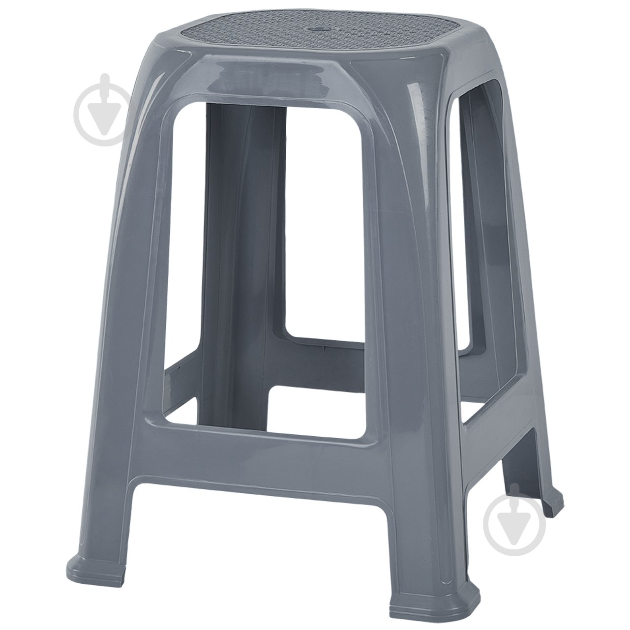 Табурет пластиковый Алеана Пиф 46x36,5x36,5 см серый матовый - фото 1