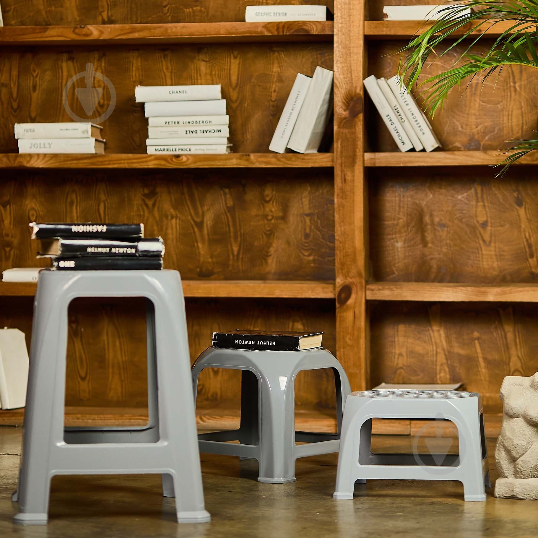 Табурет пластиковый Алеана Пиф 46x36,5x36,5 см серый матовый - фото 3