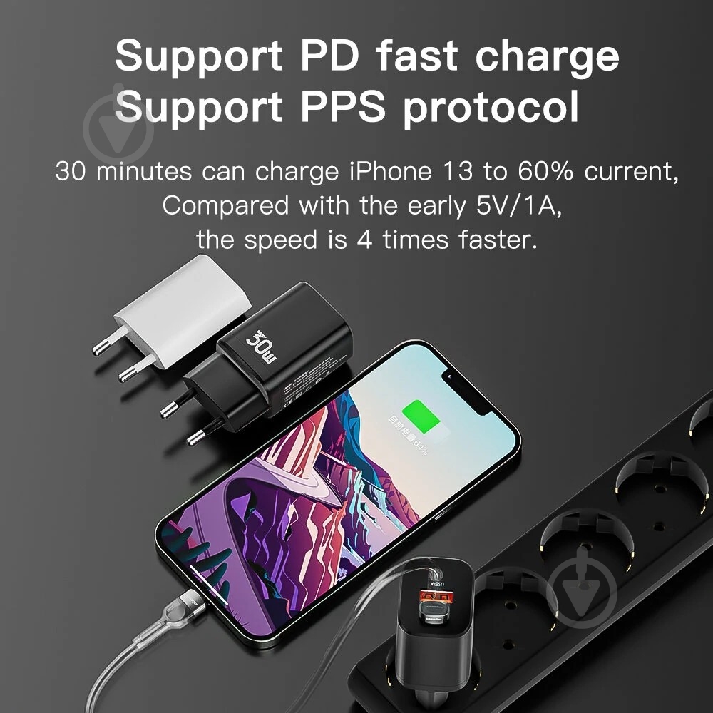 Зарядний пристрій Essager Journey Fast Charger PD+QC 30W Chager USB A+ Type-C EU White (ECTPQS-ZTB02) - фото 2 Зарядний пристрій Essager Journey Fast Charger PD+QC 30W Chager USB A+ Type-C EU White (ECTPQS-ZTB02) - фото 2