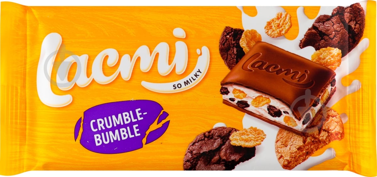 Молочний шоколад Roshen з молочною начинкою, кукурудзяними пластівцями та печивом Crumble-bumble Lacmi 83 г - фото 2 Молочний шоколад Roshen з молочною начинкою, кукурудзяними пластівцями та печивом Crumble-bumble Lacmi 83 г - фото 2