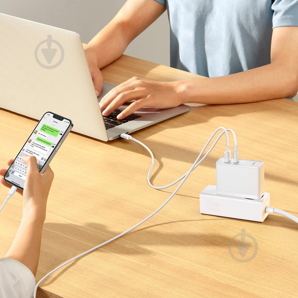 Зарядное устройство BASEUS GaN5 Pro Fast Charger C+U 100W EU (With Cable Type-C to Type-C 100W 20V/5A 1 м) White - фото 6 Зарядное устройство BASEUS GaN5 Pro Fast Charger C+U 100W EU (With Cable Type-C to Type-C 100W 20V/5A 1 м) White - фото 6