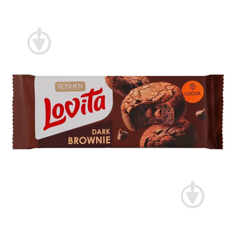 Печиво Roshen Dark brownie Lovita з какао 152 г - фото 1 Печиво Roshen Dark brownie Lovita з какао 152 г - фото 1