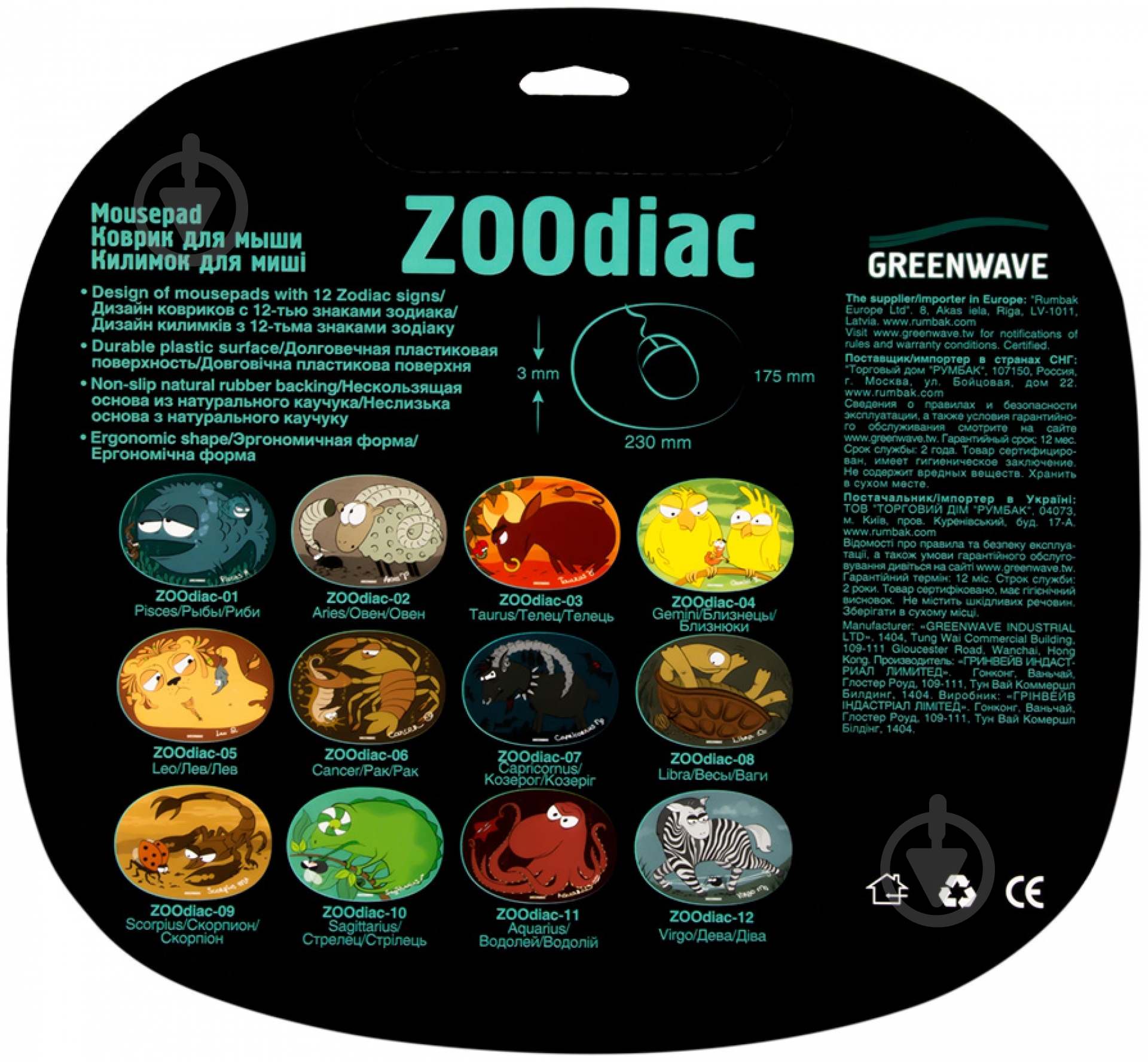 Коврик для мышки Greenwave ZOOdiac-11 - фото 2