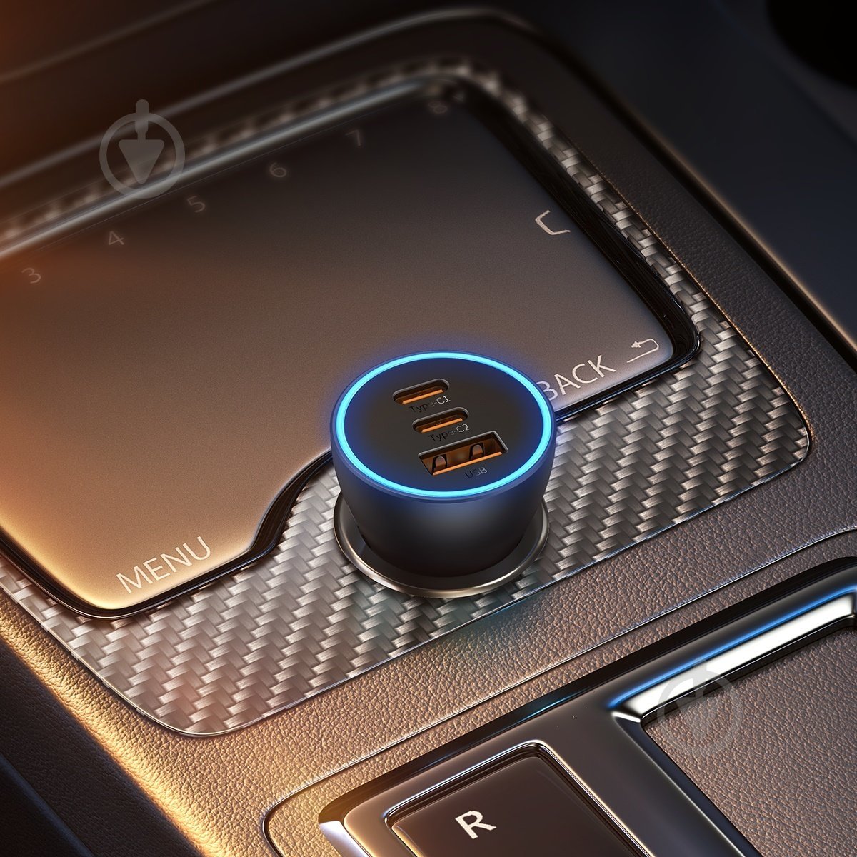 Автомобільний зарядний пристрій BASEUS Golden Contactor Pro Triple Fast Charger Car Charger 65W U+C+C Dark Gray (CGJP010 - фото 6