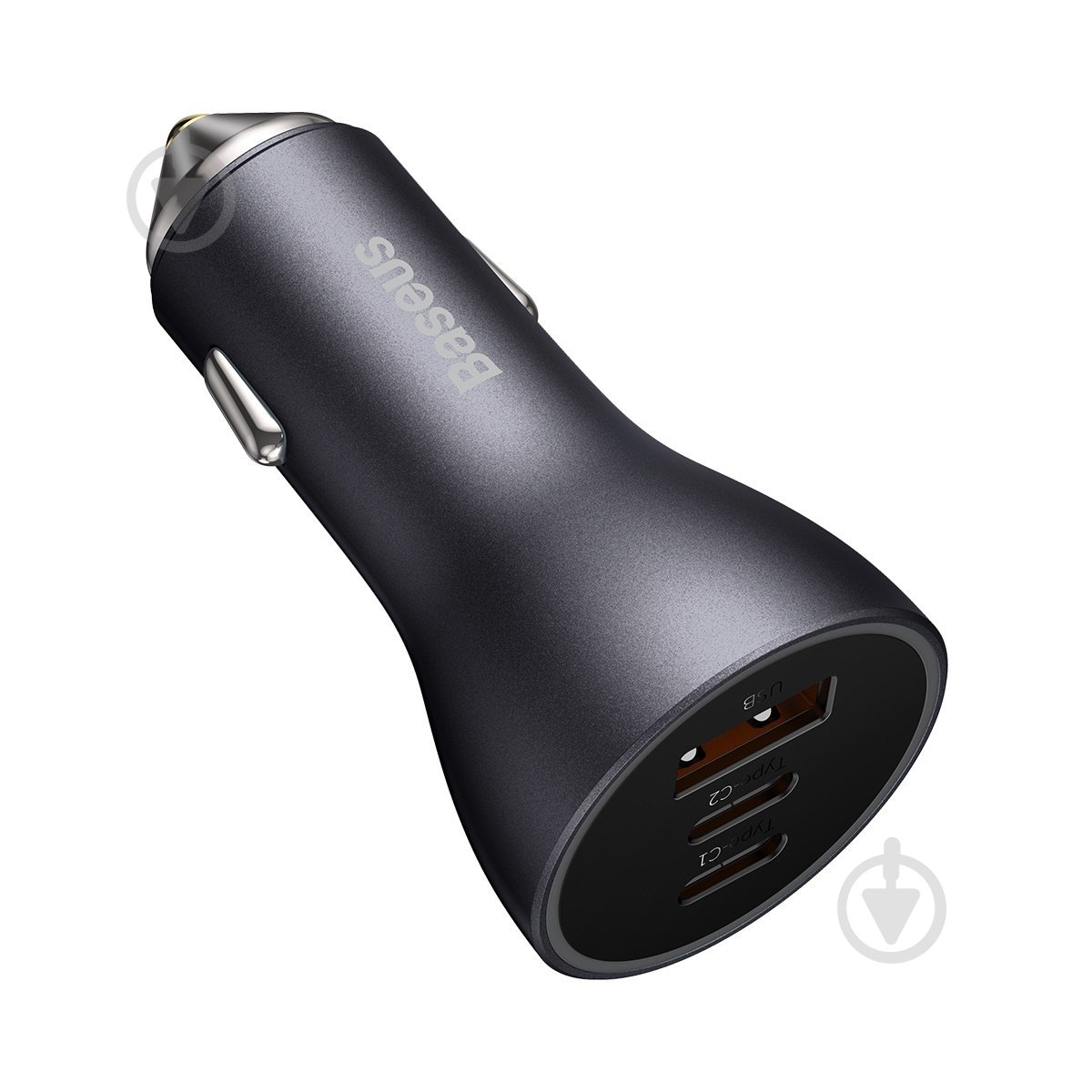 Автомобільний зарядний пристрій BASEUS Golden Contactor Pro Triple Fast Charger Car Charger 65W U+C+C Dark Gray (CGJP010 - фото 3