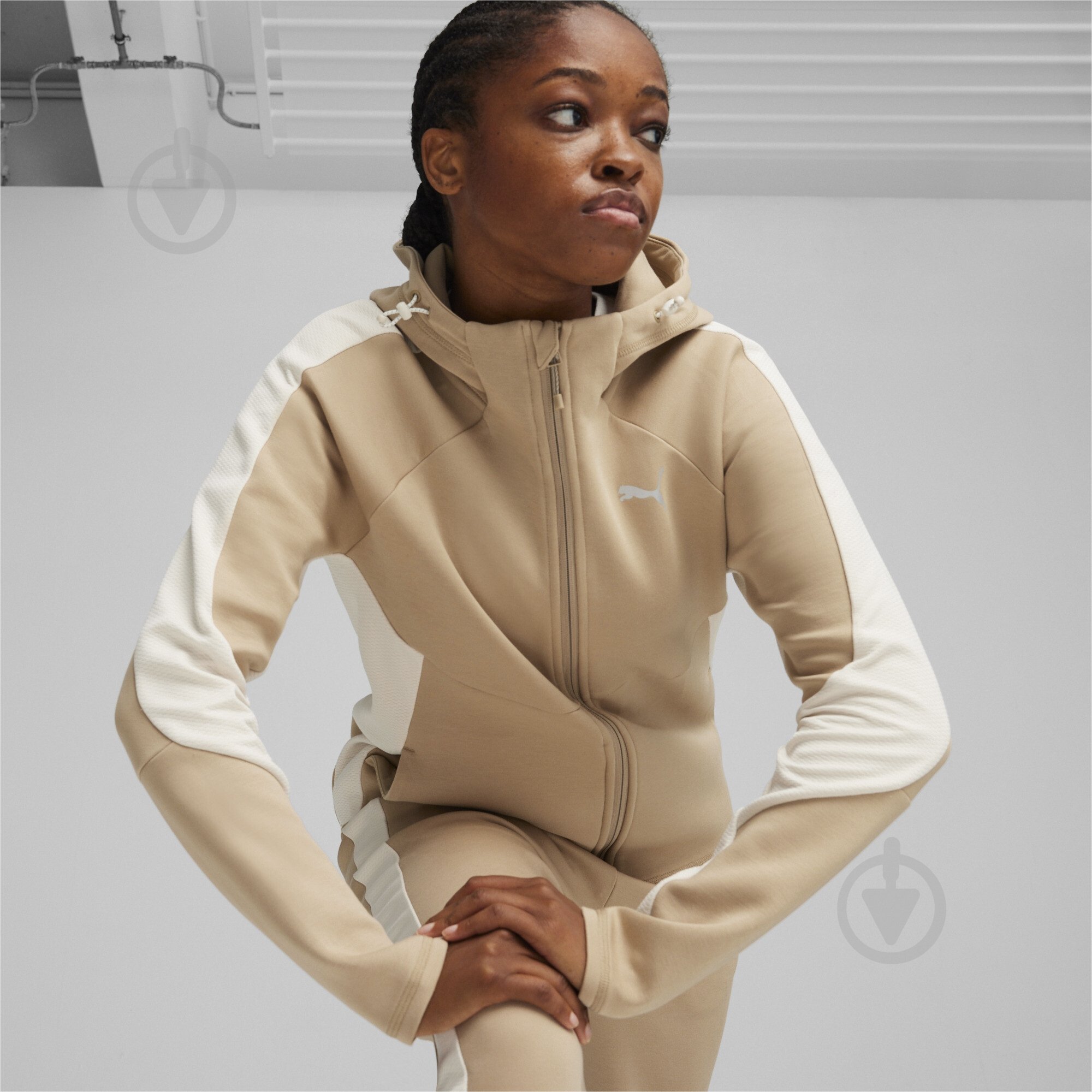 Джемпер Puma EVOSTRIPE FZ Hoodie 67787883 р.XL бежевый - фото 3