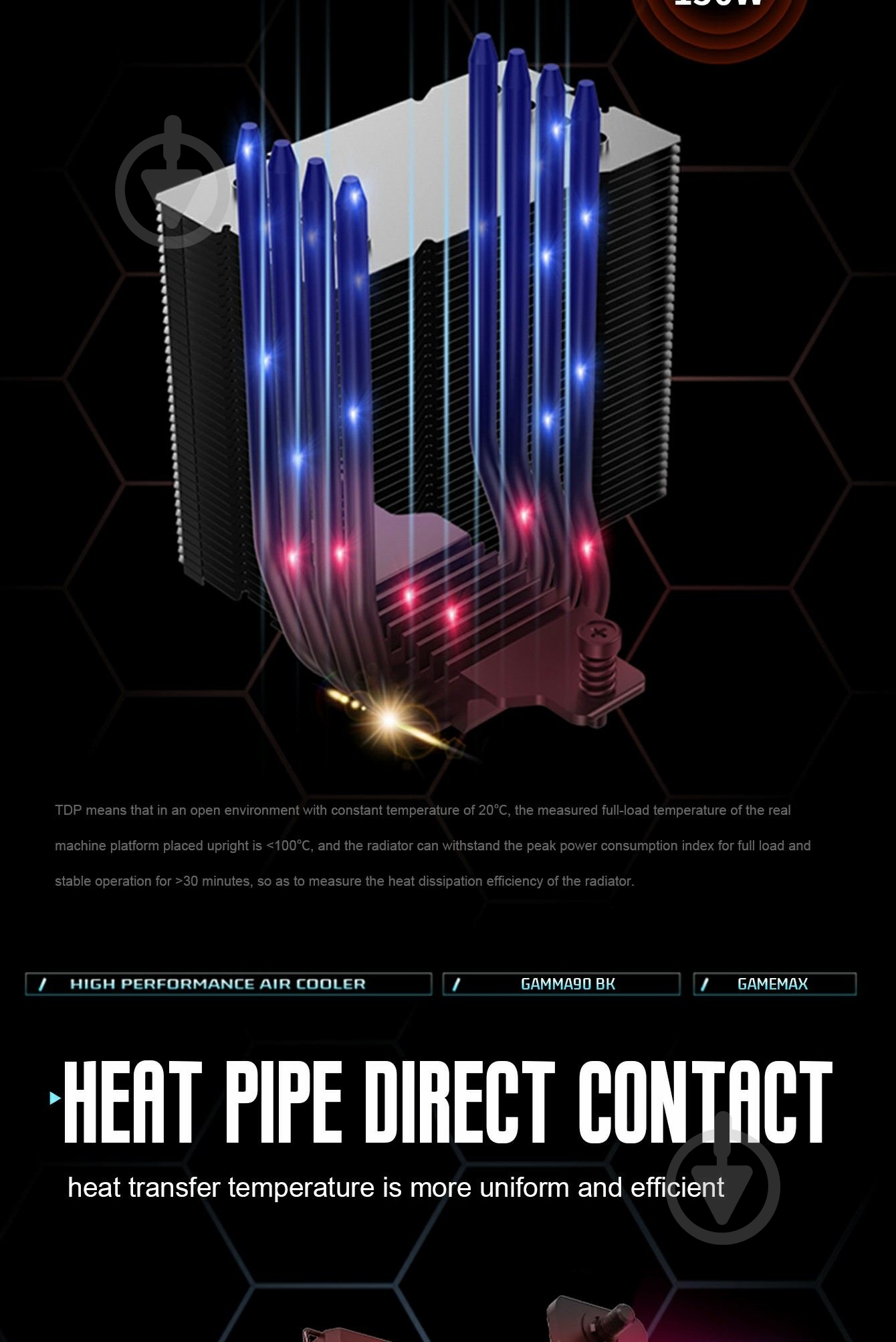Процессорный кулер GameMax Gamma 90 BK - фото 17