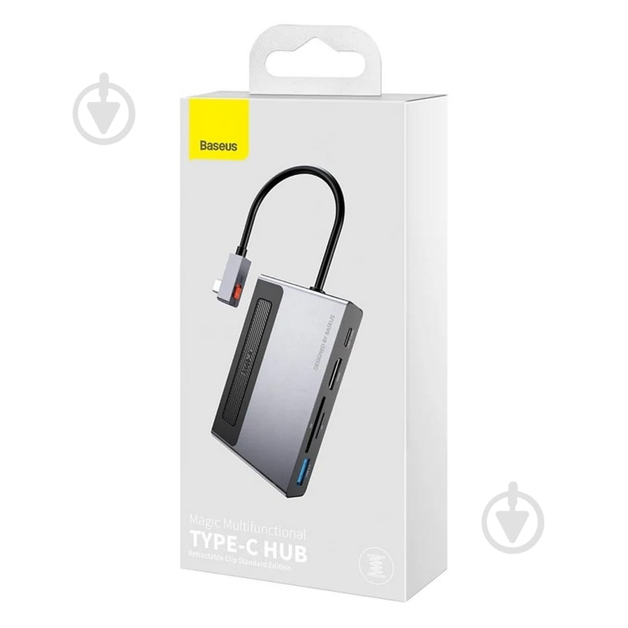 USB-хаб BASEUS Magic Multifunctional Type-C HUB with a Retractable Clip Standard Edition Space Gray (CAHUB-DA0G) - фото 6
