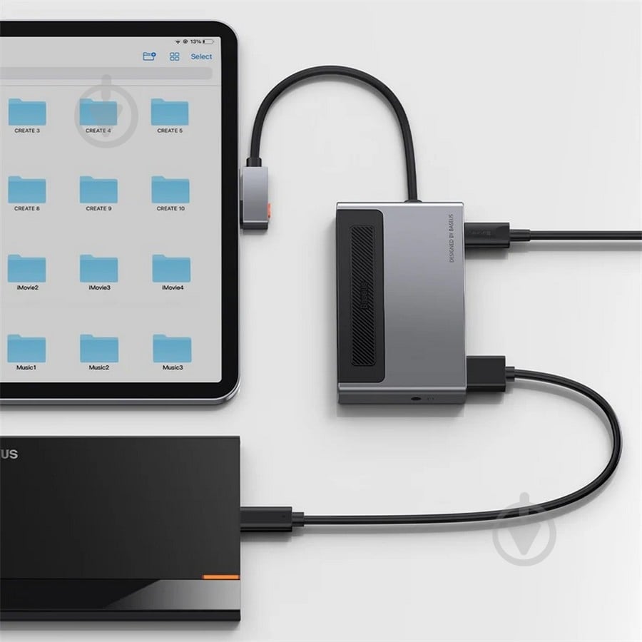 USB-хаб BASEUS Magic Multifunctional Type-C HUB with a Retractable Clip Standard Edition Space Gray (CAHUB-DA0G) - фото 3