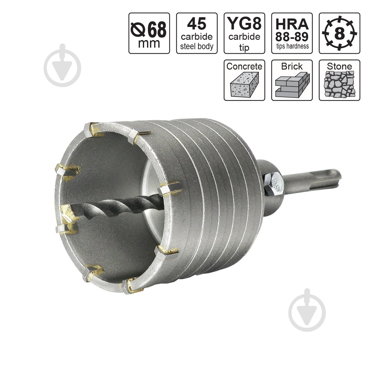 ᐉ Коронка по бетону S&R Meister 68x70 мм в сборе 214008068
