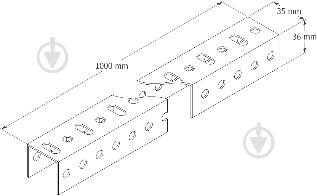Планка кронштейна L-1000 (1,5 мм) білий цинк - фото 6