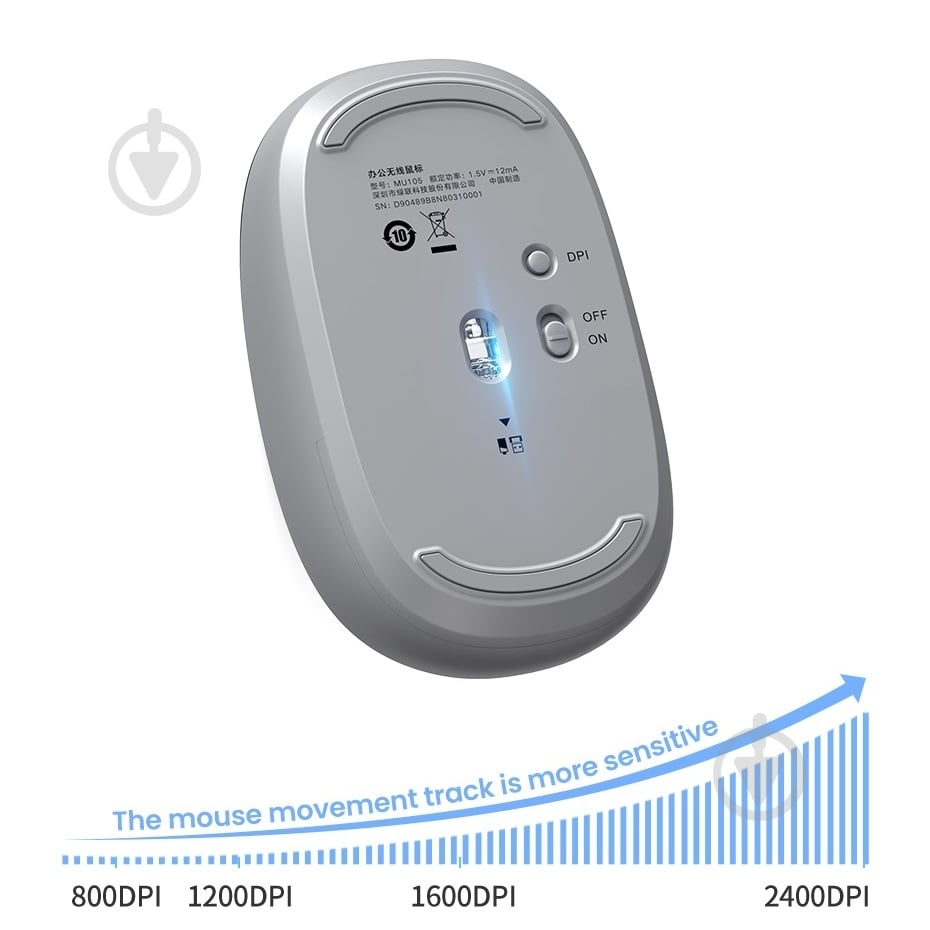 Мышка беспроводная UGREEN MU105 Portable Wireless Gray (90669) grey (90669) - фото 4