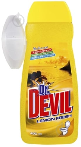 Туалетний блок Dr.Devil 3 в 1 WC-гель Лимонна свіжість 400 мл із кошиком 0,4 л 8267 - фото 1
