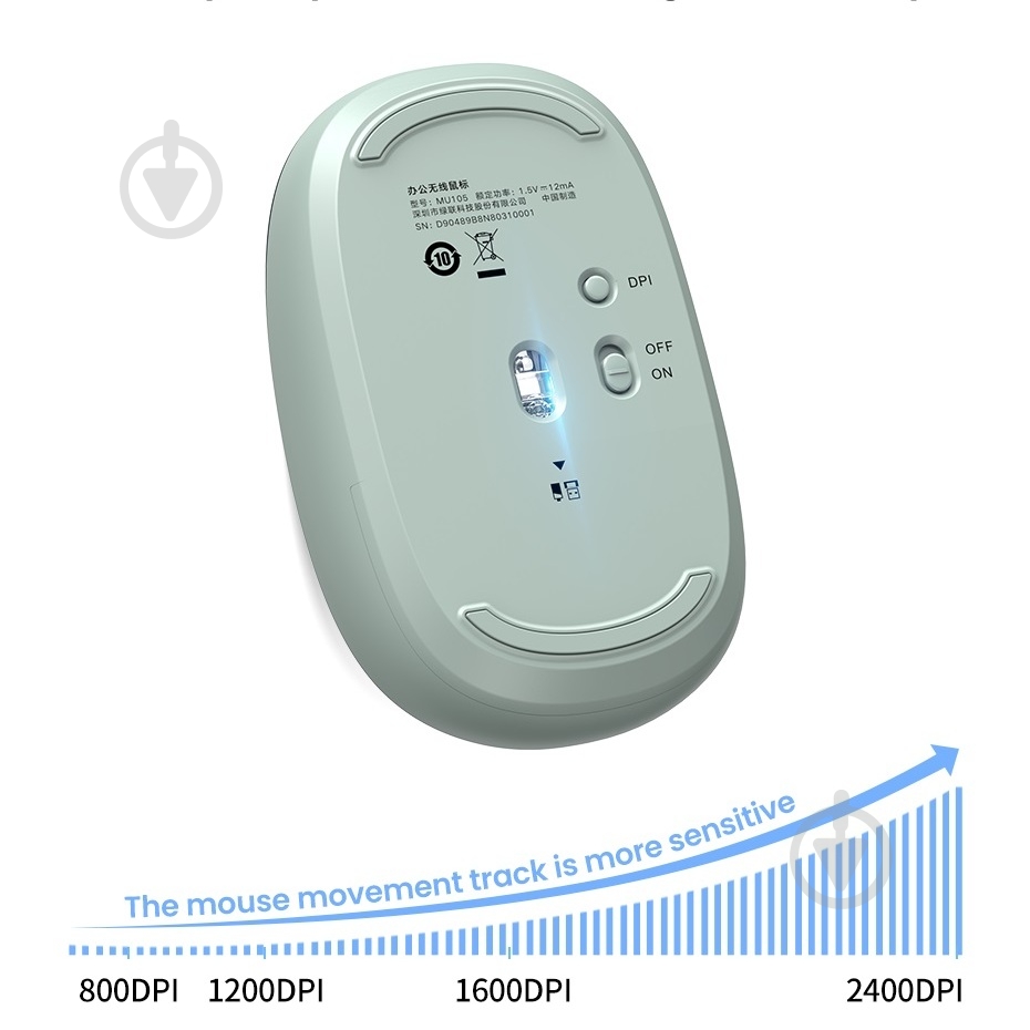 Мышка беспроводная UGREEN MU105 Portable Wireless Green (90672) (90672) - фото 4