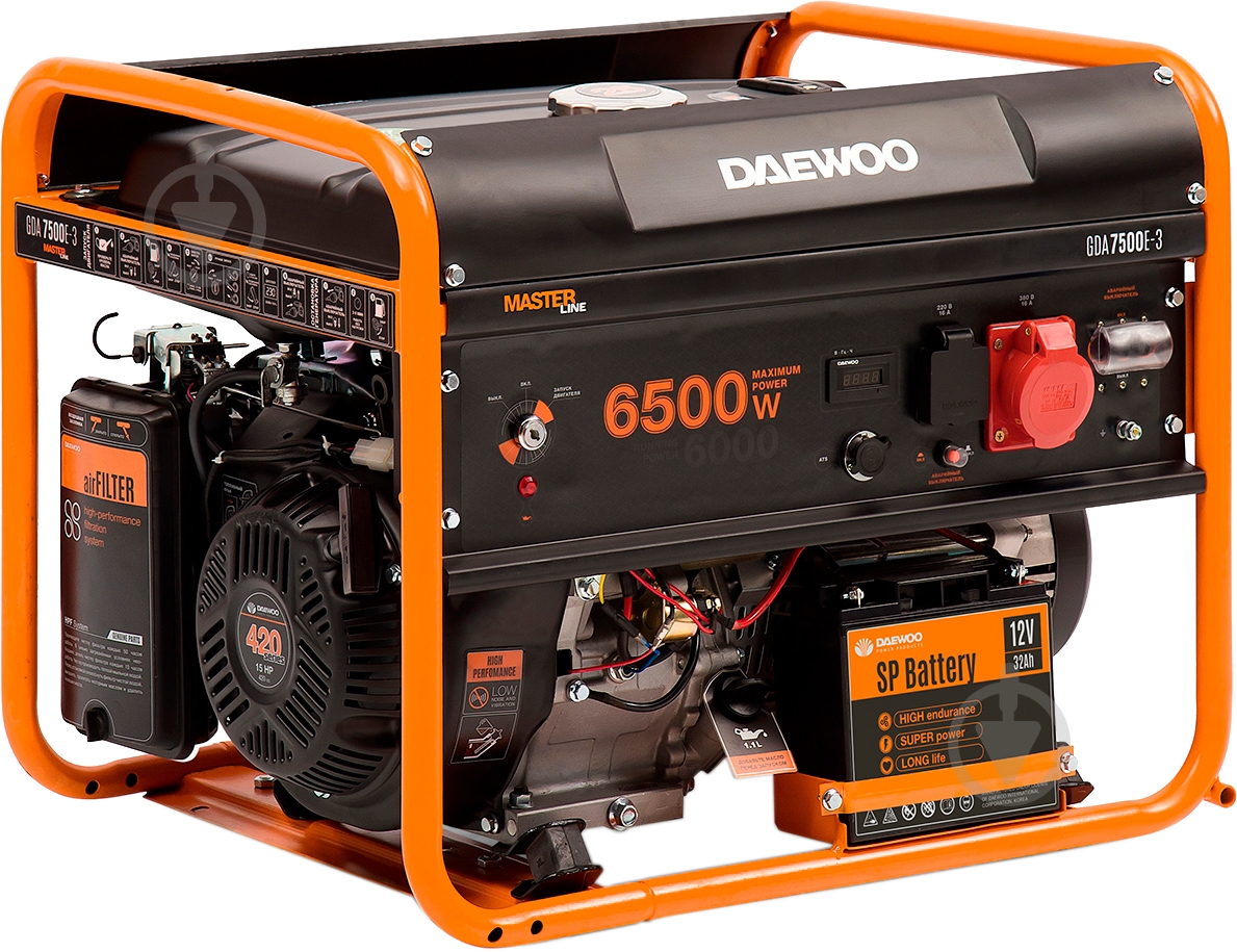 Генератор бензиновый Daewoo 2,5 кВт / 2,7 кВт 380 В GDA 7500E-3 - фото 1