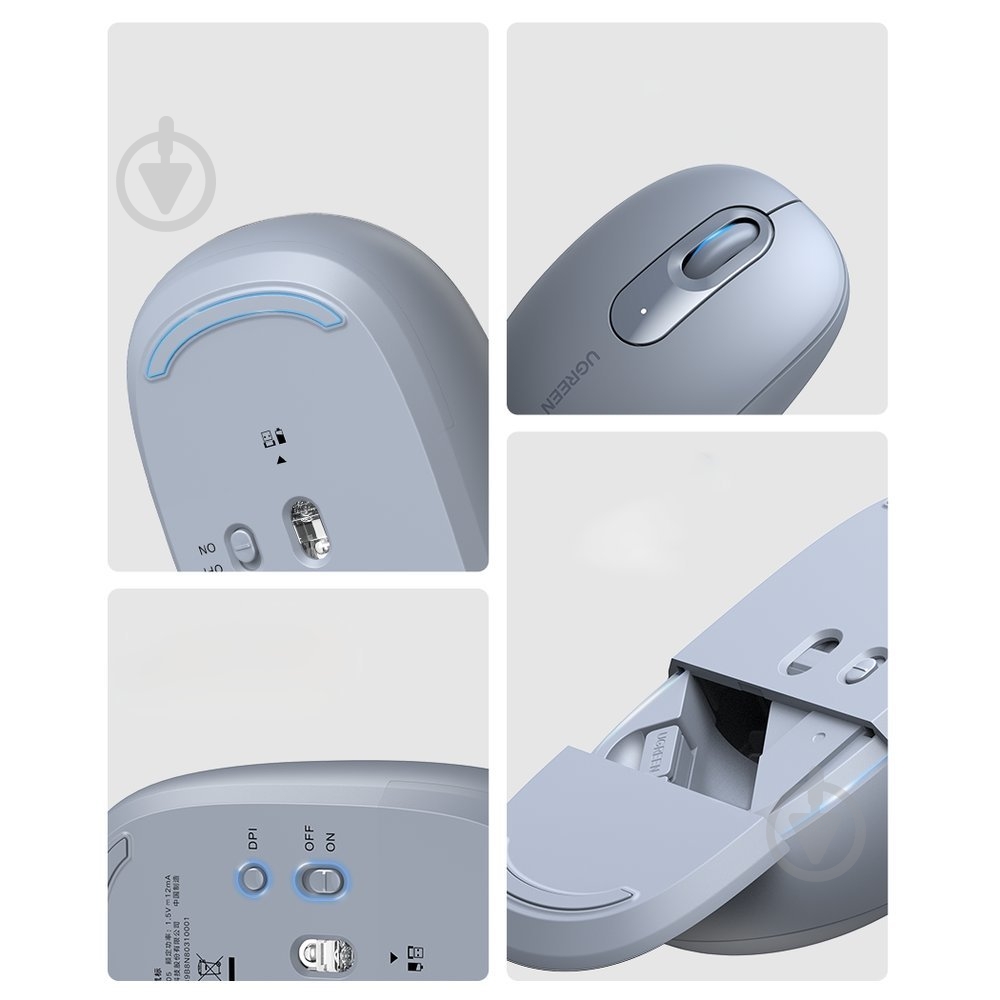 Мышка беспроводная UGREEN MU105 Portable Wireless Blue (90671) blue (90671) - фото 5