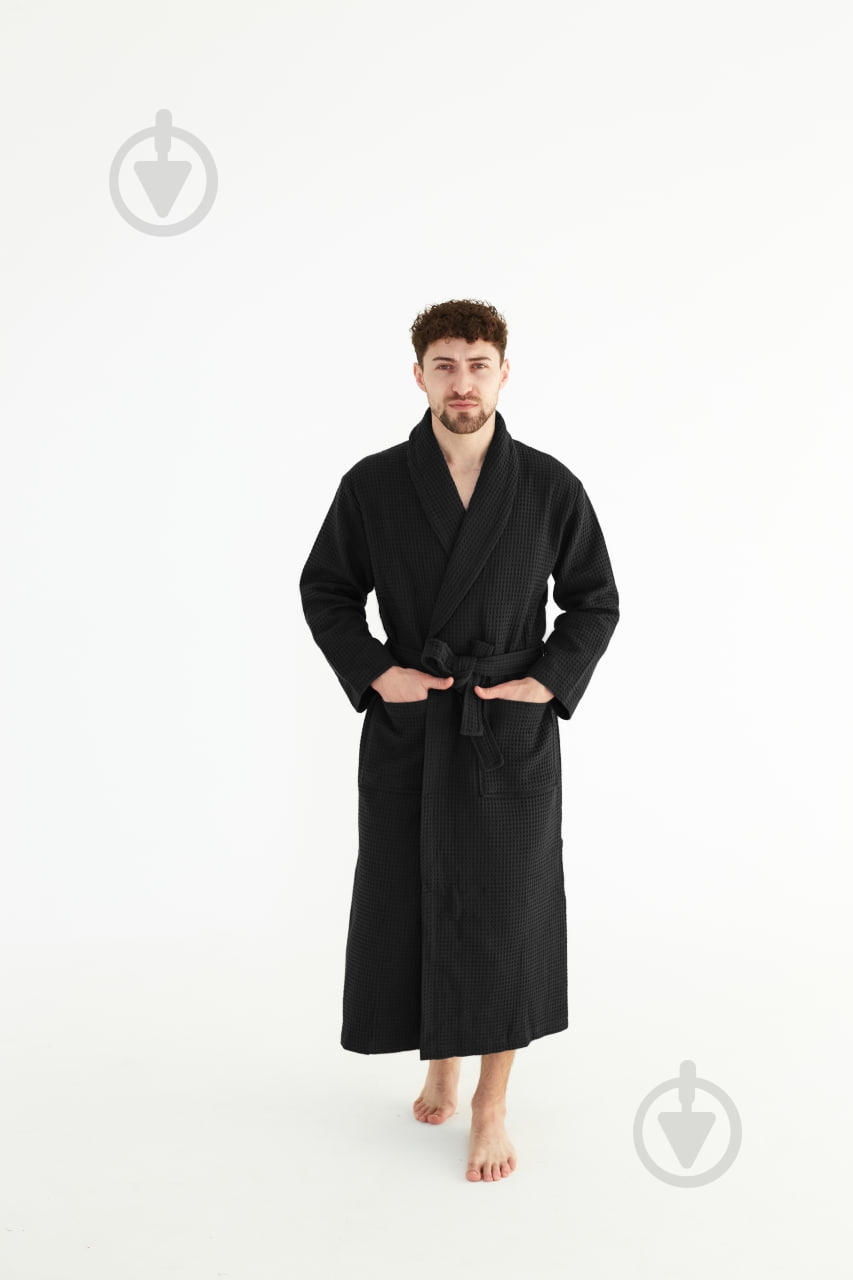 Халат Ideal вафельный р. M 02 черный - фото 3