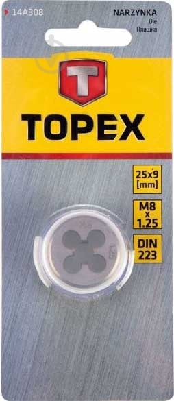 Плашка M8 25 x 9 мм Topex 1 шт. 14A308 - фото 4