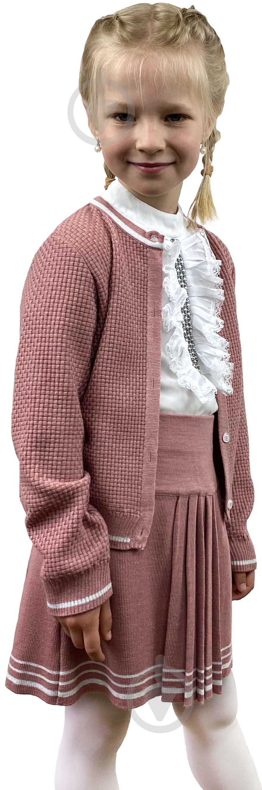 Кофта для девочки ART KNIT Герда пепел розы р.116-122 - фото 1 Кофта для девочки ART KNIT Герда пепел розы р.116-122 - фото 1