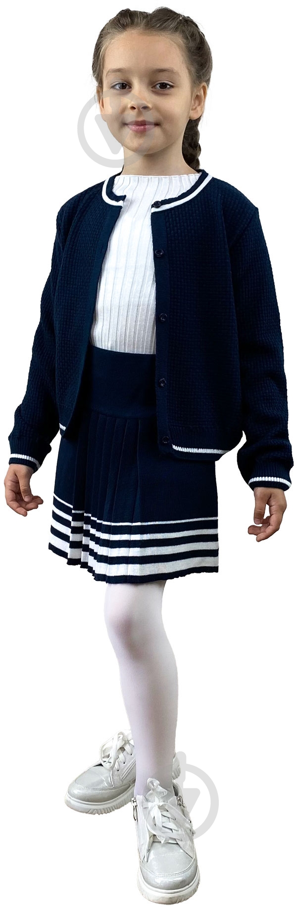 Кофта для девочки ART KNIT Герда синяя р.116-122 синий - фото 1