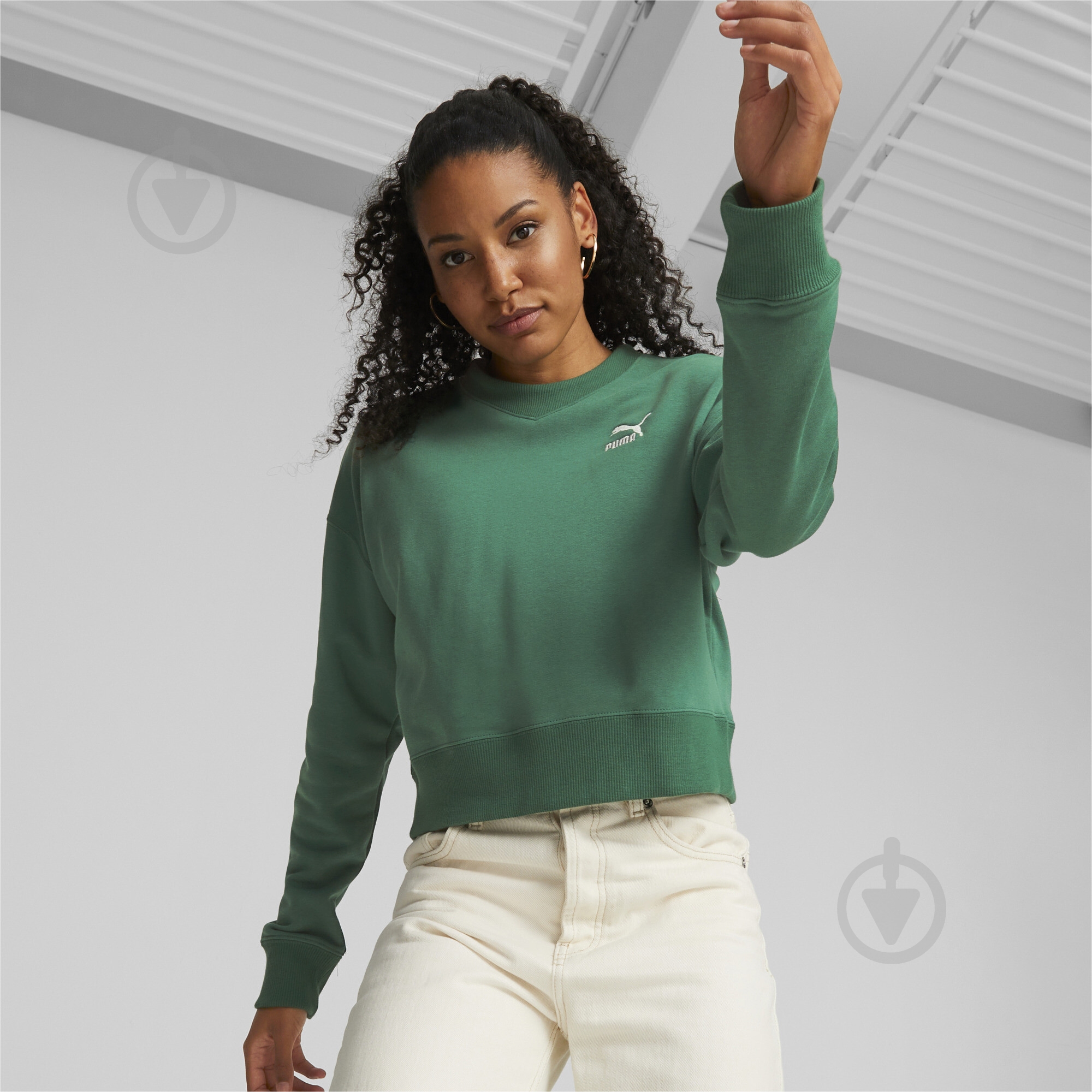 Світшот Puma CLASSICS CREW TR 53806037 р.S зелений - фото 3 Світшот Puma CLASSICS CREW TR 53806037 р.S зелений - фото 3