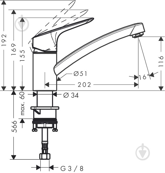 Смеситель для кухни Hansgrohe MySport S 13860000 - фото 24