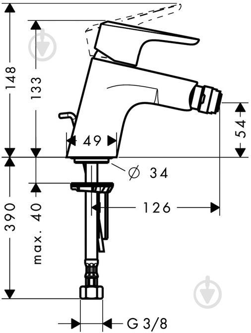 Смеситель для биде Hansgrohe Ecos 14082000 - фото 5