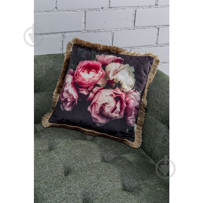 Подушка Blush Roses 45x45 см черный KARE Design - фото 7
