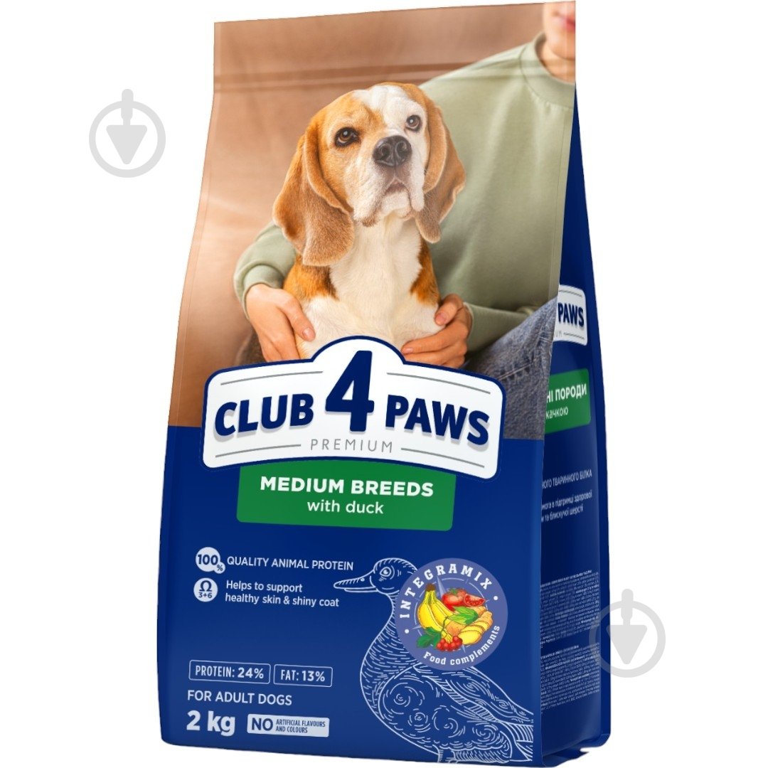 Корм сухий Club 4 Paws з качкою 2 кг - фото 1 Корм сухий Club 4 Paws з качкою 2 кг - фото 1