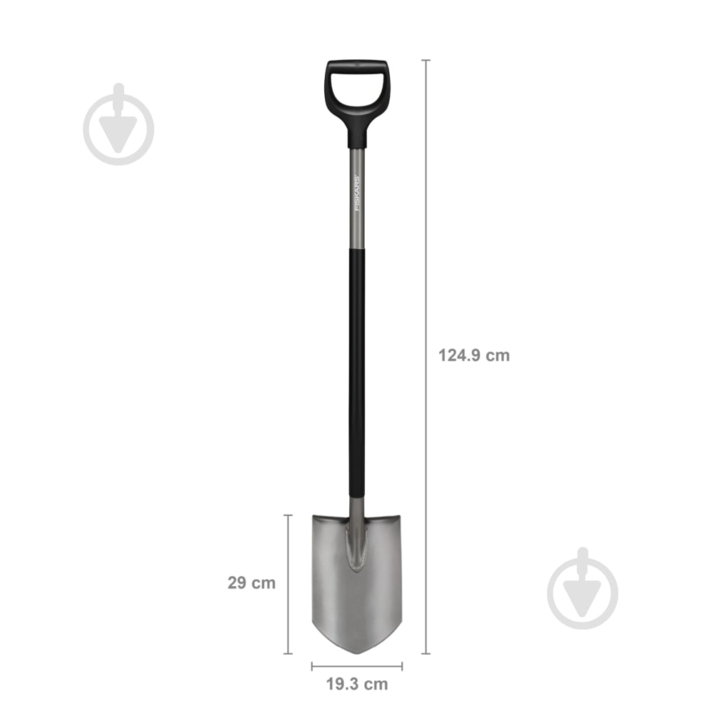 Лопата штикова суцільна Fiskars Ergonomic Pointed Grey 125 см - фото 4 Лопата штикова суцільна Fiskars Ergonomic Pointed Grey 125 см - фото 4