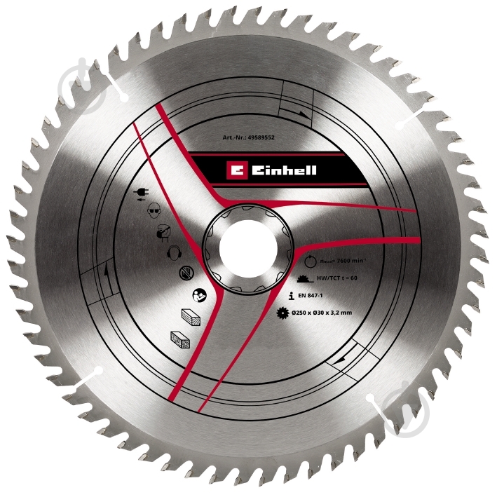 Пильный диск Einhell 250x30x3,2 Z60 589552 - фото 1