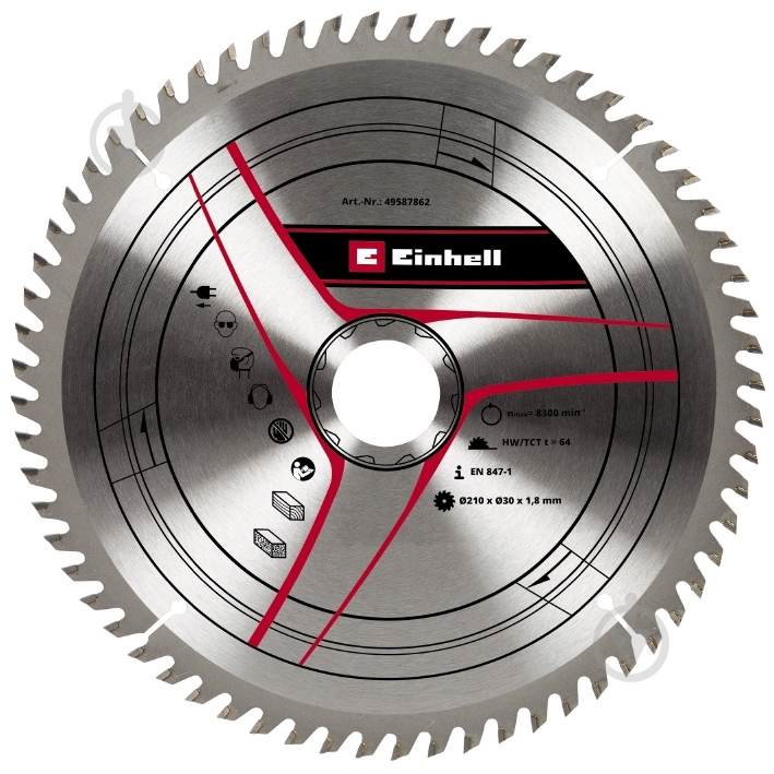 Пиляльний диск Einhell 210x30x1,8 Z64 587862 - фото 1 Пиляльний диск Einhell 210x30x1,8 Z64 587862 - фото 1