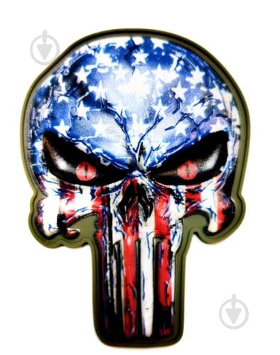 Шеврон-патч АРТ ІДЕЯ Punsher USA 6,3х8,5 см красно-синий - фото 1