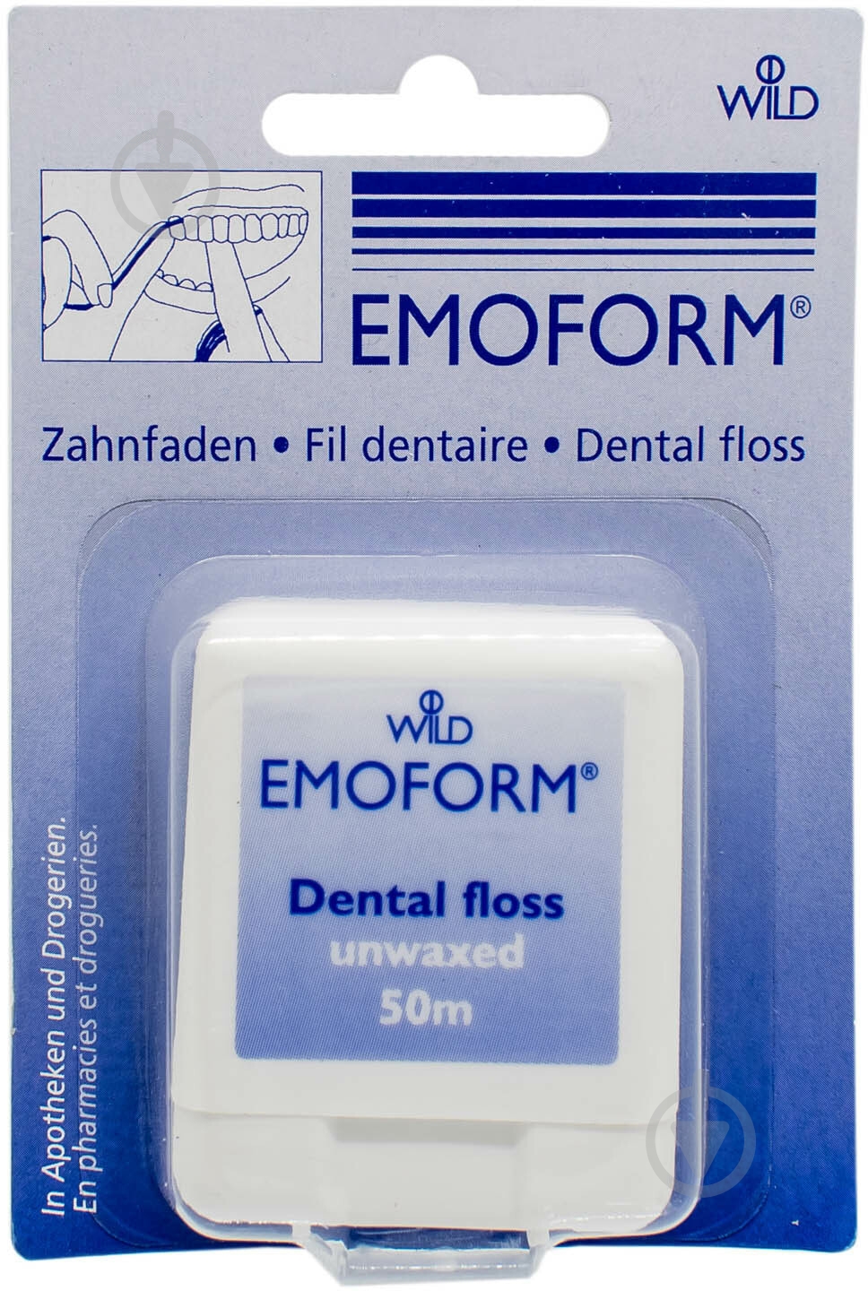 Зубная нить Dr. Wild EMOFORM невощеная тонкая 50 м - фото 1 Зубная нить Dr. Wild EMOFORM невощеная тонкая 50 м - фото 1