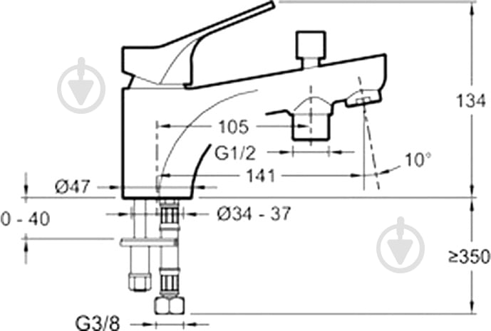 Смеситель для ванны Jacob Delafon Brive E75769-CP - фото 4