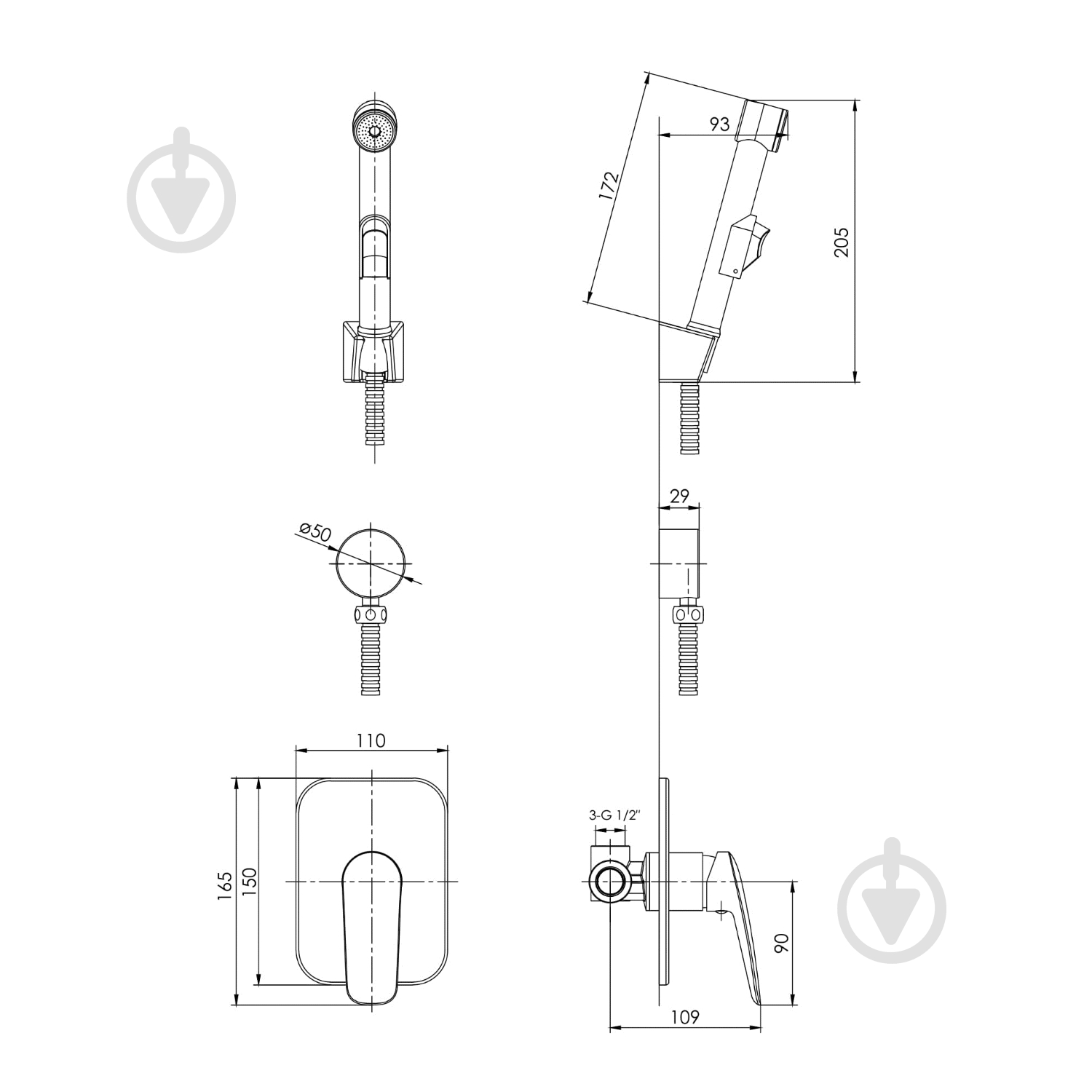Гигиенический душ Imprese Prana VR15030Z-ВТ - фото 2 Гигиенический душ Imprese Prana VR15030Z-ВТ - фото 2