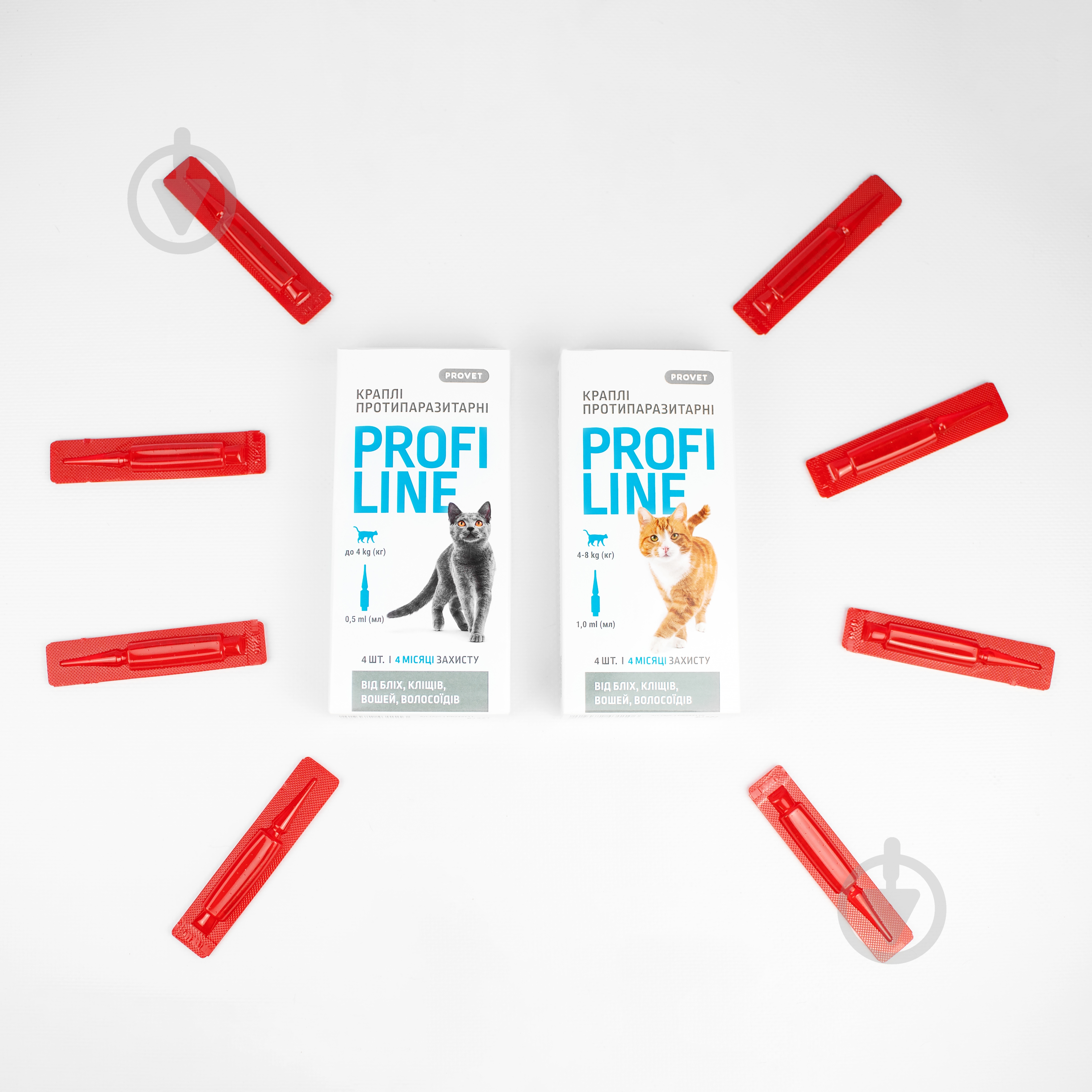 Капли ProVET Profiline для котов до 4 кг от блох, клещей, паразитов, вшей 4 пипетки по 0,5 мл - фото 3 Капли ProVET Profiline для котов до 4 кг от блох, клещей, паразитов, вшей 4 пипетки по 0,5 мл - фото 3
